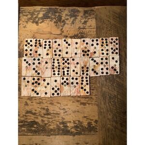 Vintage Dominoes Pink Marble and Onyx Domino Set - Handcrafted